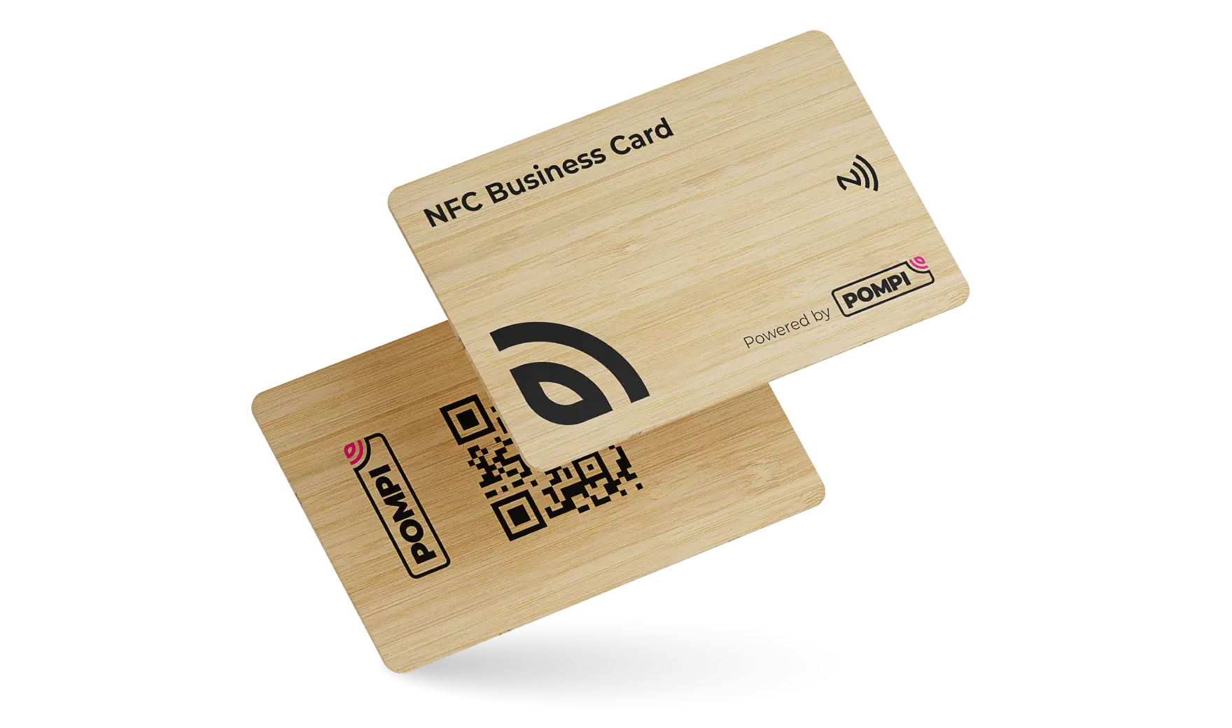 Wooden NFC business card for a creative professional