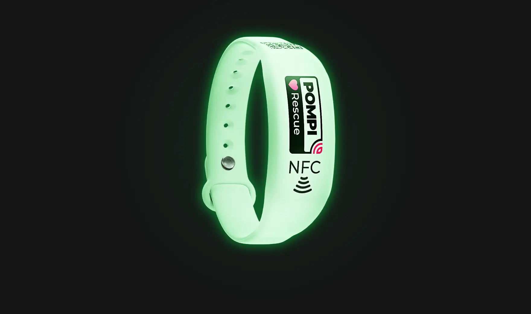 Fluorescent white NFC rescue wristband for a senior